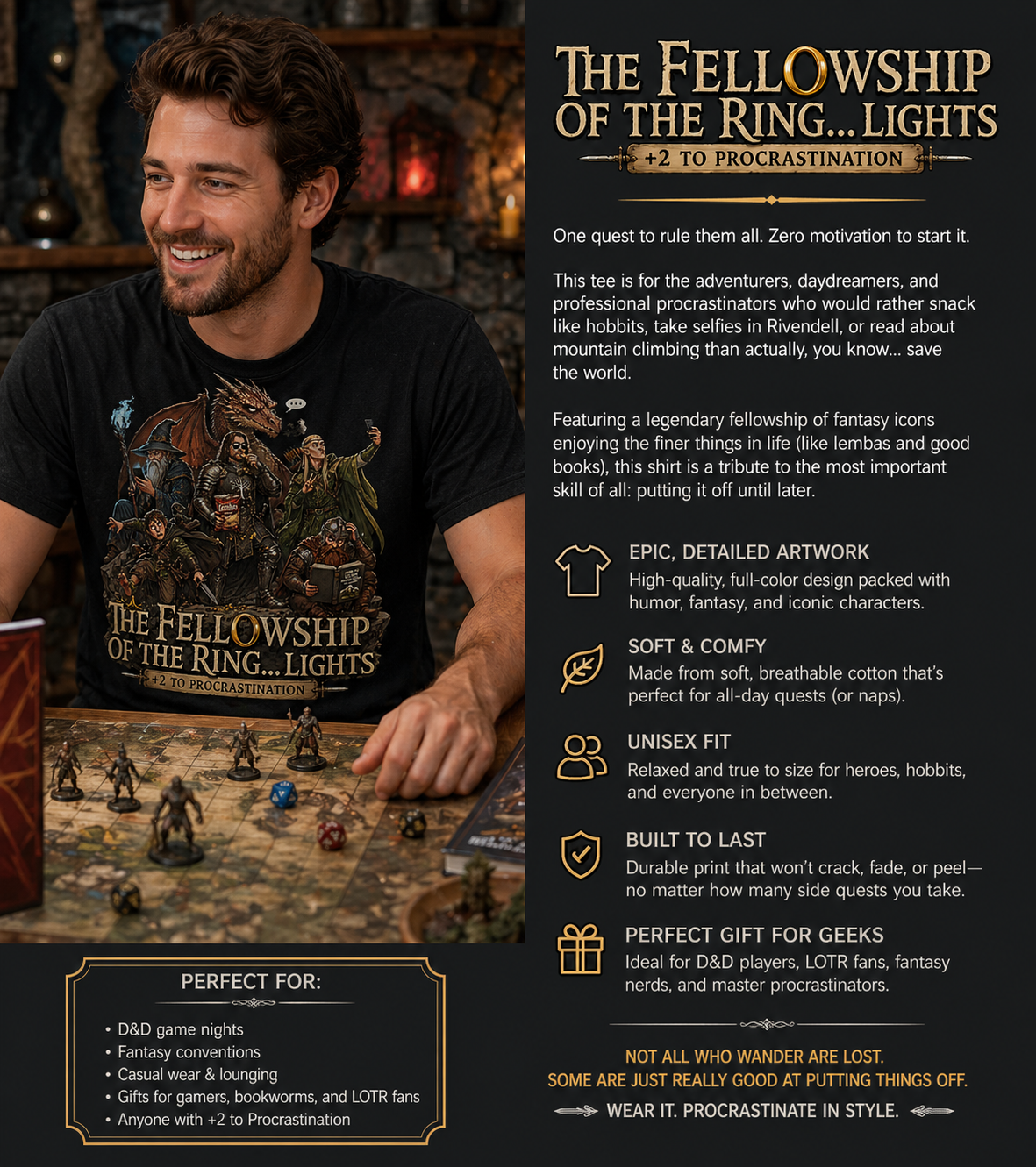 THE FELLOWSHIP OF THE RING… LIGHTS T-SHIRT