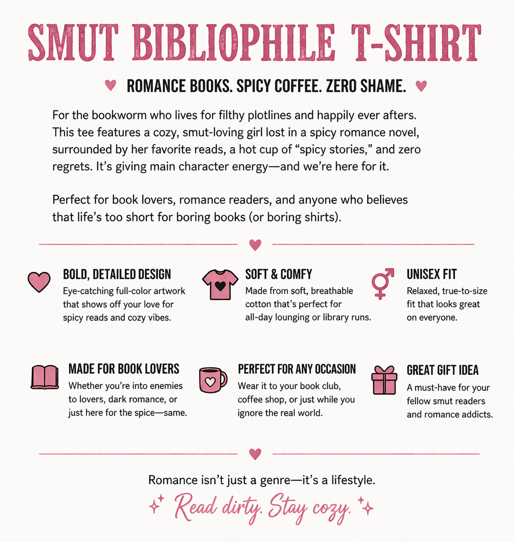 Smut Bibliophile T-Shirt--Pink Print