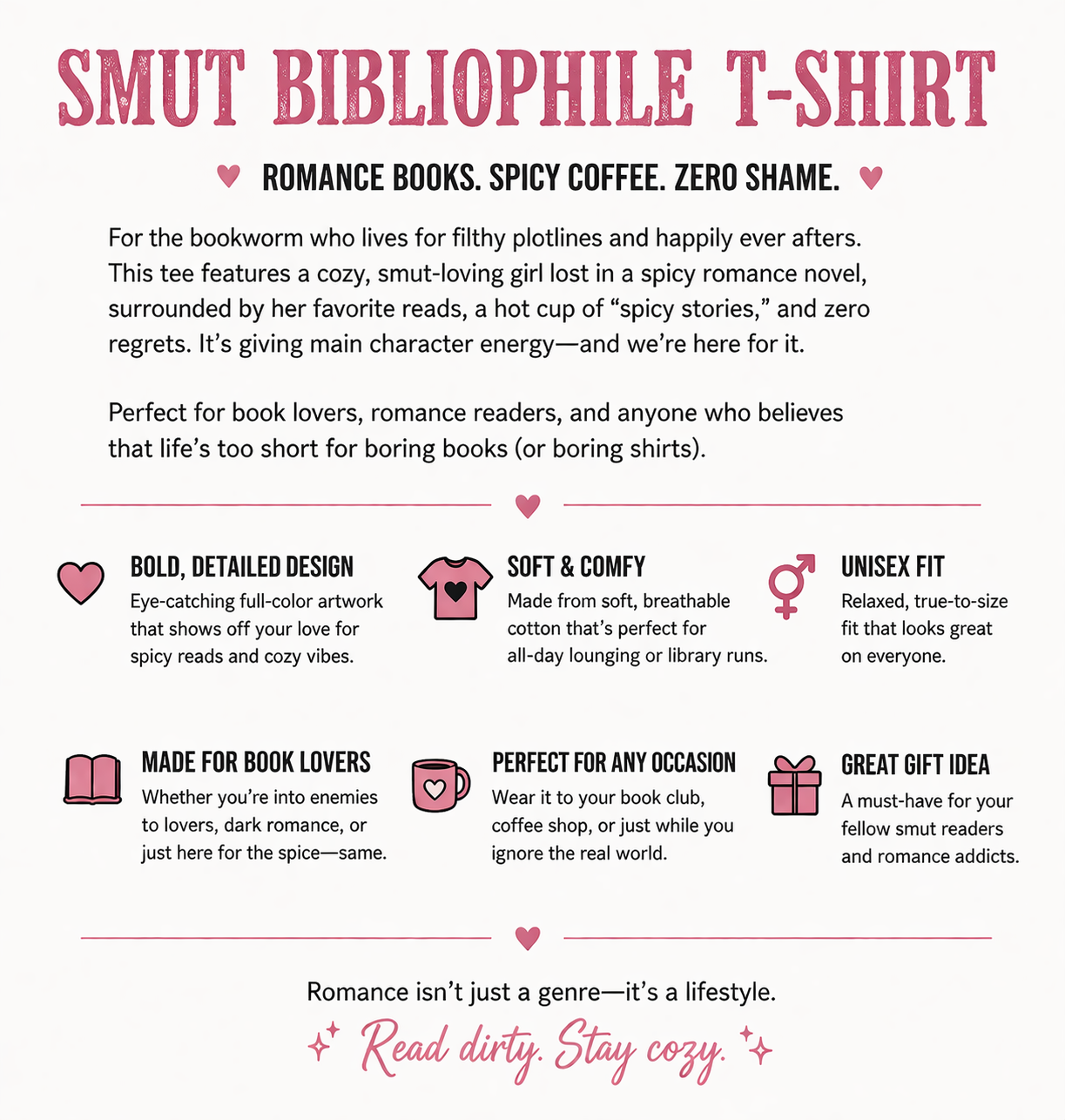 Smut Bibliophile T-Shirt--Pink Print