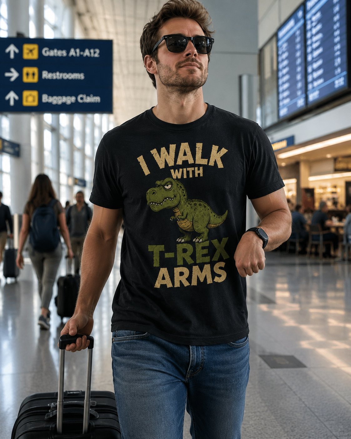 I Walk With T-Rex Arms – Funny Dinosaur Graphic Tee